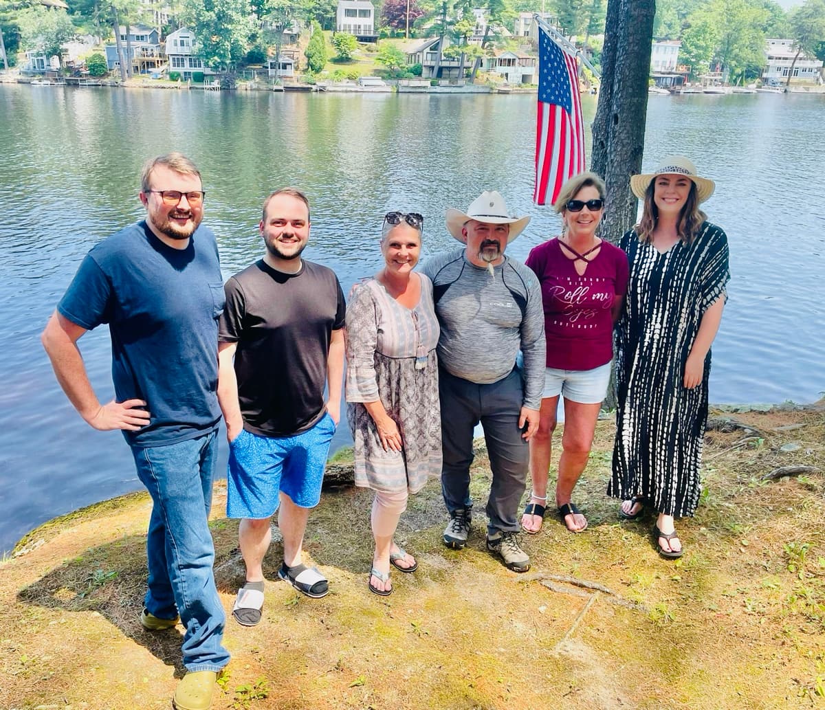 Community gathering by the lake